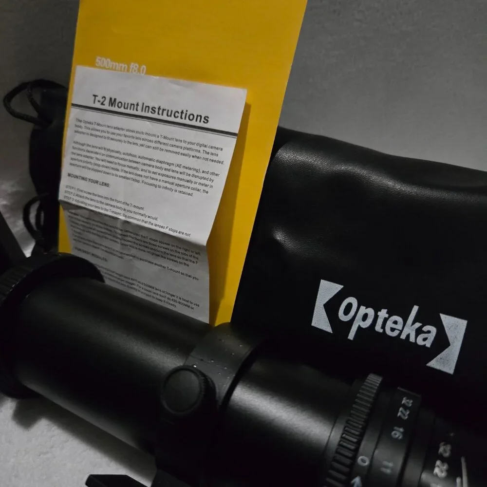 Opteka HD/MC 500mm f/8 Preset T-Mount Lens with 2x Teleconverter and EF Adapter